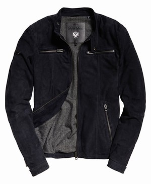 Superdry Real Hero Suede Biker Férfi Kabát Sötétkék | NQSOA0196